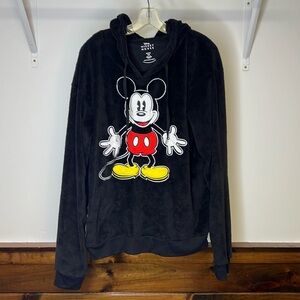 Disney Mickey Mouse Fuzzy Graphic Hoodie w/ Mickey Ears on Hood- M